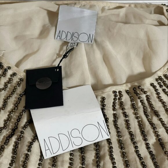 NWT Addison Cocktail Top with brown beads (Size M) - Picture 7 of 12